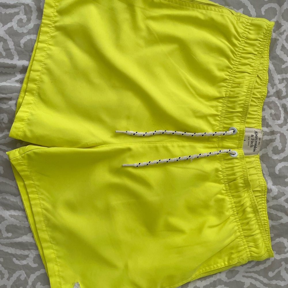 Mens Abercrombie & Fitch Neon Yellow Swim Shorts